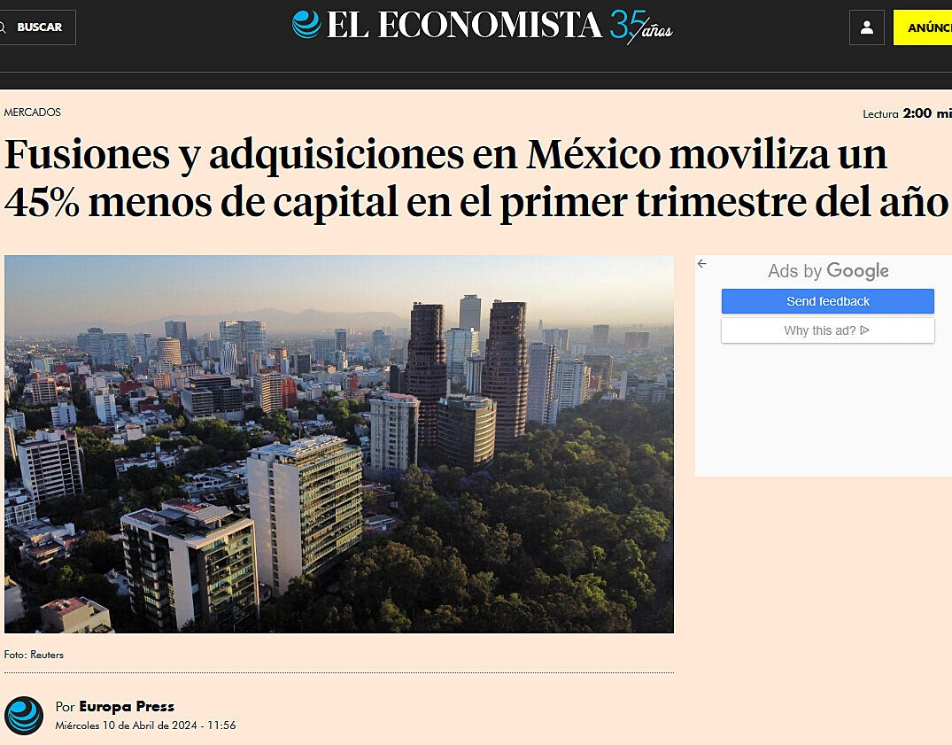 Fusiones y adquisiciones en Mxico moviliza un 45% menos de capital en el primer trimestre del ao